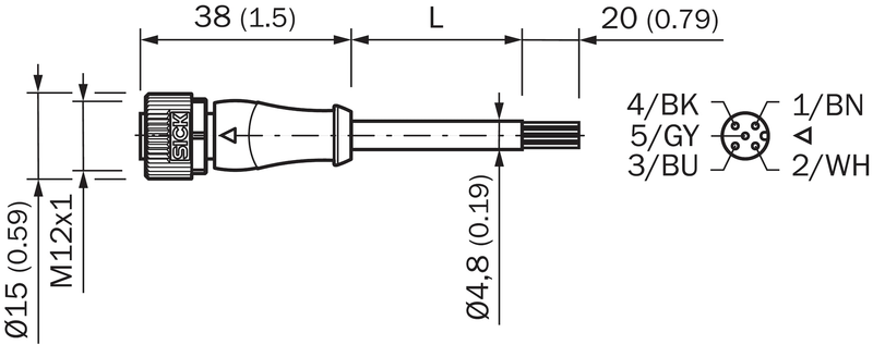 [Klever Portal:6995:3ef62154a9b0] SICK Cable M12 hembra de 5 pines, 5 m - YF2A15-050UB5XLEAX
