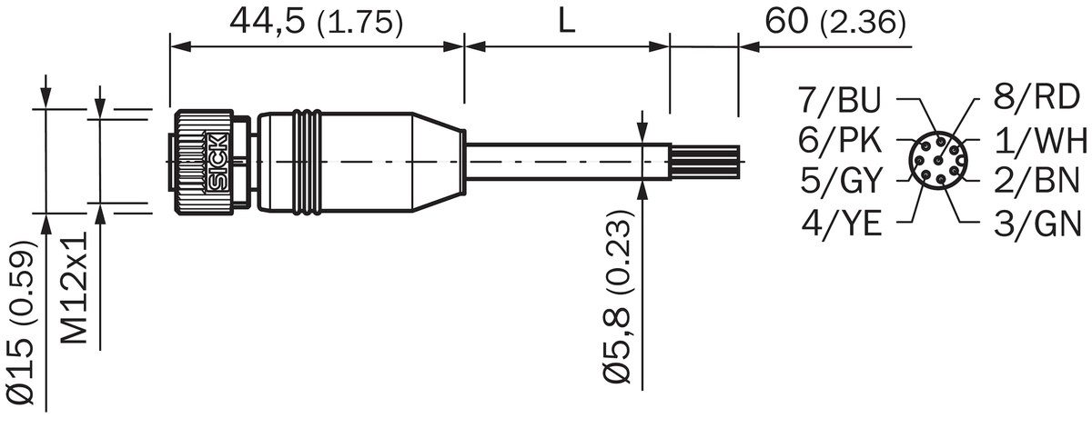 [Klever Portal:7015:f5c8835168b8] SICK Cable M12 hembra de 8 pines, 5 m - YF2A18-050UA5XLEAX
