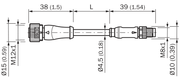 SICK Cable sensor-actuador M12 a M8 de 2 m - YF2A14-020UA3M8U14