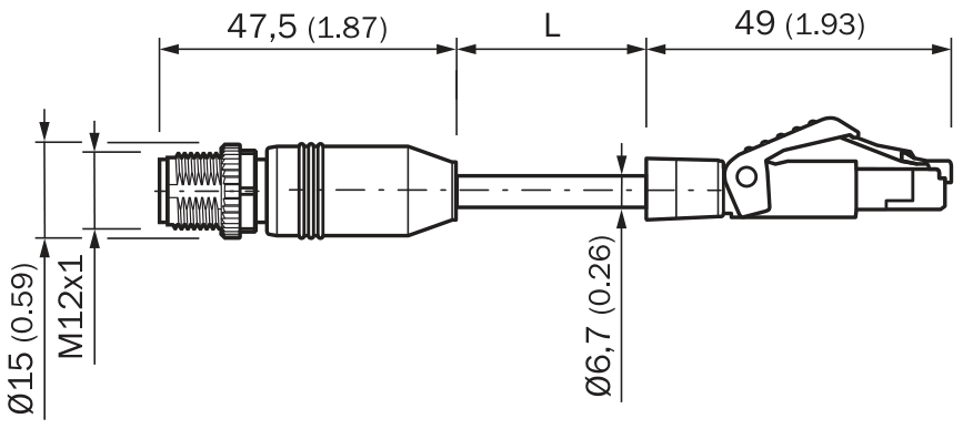 [Klever Portal:7395:8d04fe10c849] SICK Cable Ethernet y PROFINET M12 a RJ45 de 5 m - YM2D24-050PN1MRJA4