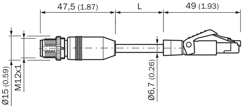 [Klever Portal:7395:8d04fe10c849] SICK Cable Ethernet y PROFINET M12 a RJ45 de 5 m - YM2D24-050PN1MRJA4