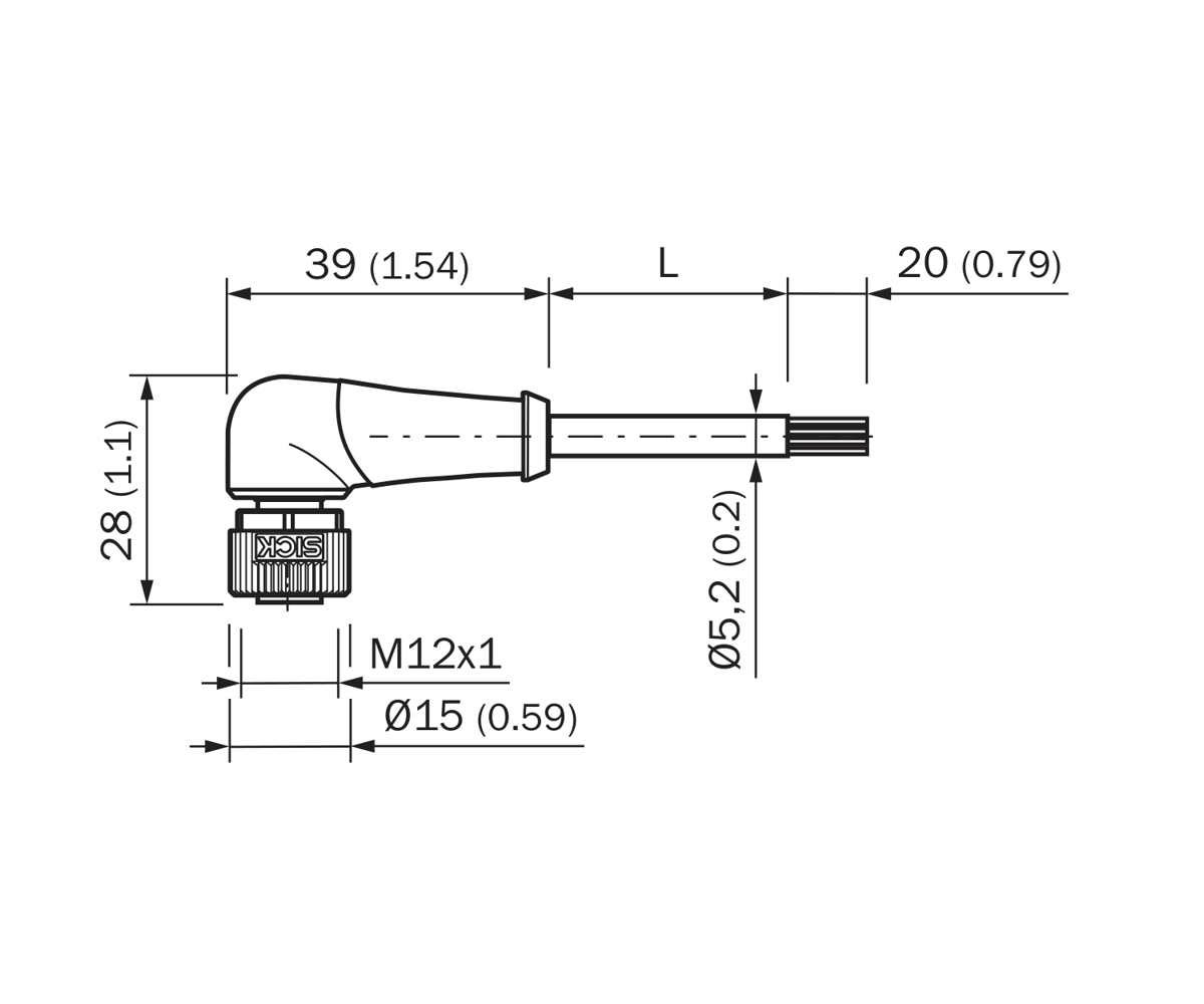 [Klever Portal:7520:14ccee0f97d5] SICK Cable M12 hembra acodado de 5 pines, PVC, 5 m - YG2A15-050VB5XLEAX