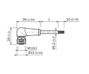 SICK Cable M12 hembra acodado de 5 pines, PVC, 5 m - YG2A15-050VB5XLEAX