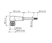SICK Cable M12 hembra acodado de 4 polos, PVC, 5 m - YG2A14-050VB3XLEAX