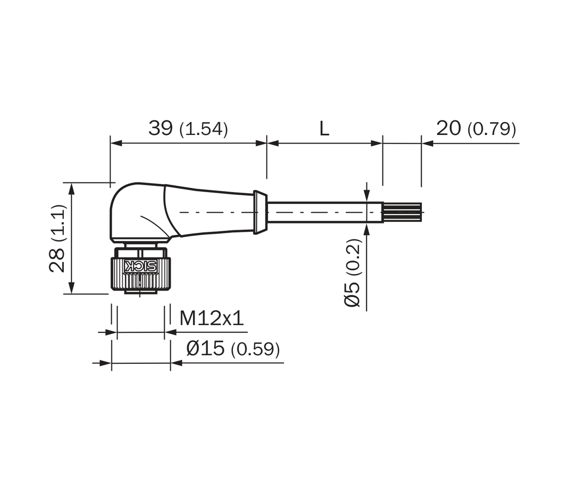 [Klever Portal:7530:2e2a5116cc37] SICK Cable M12 hembra acodado de 4 polos, PVC, 5 m - YG2A14-050VB3XLEAX