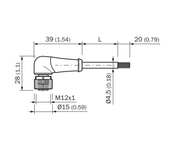 SICK Cable M12 hembra acodado de 4 polos, PUR sin halógenos, 5 m - YG2A14-050UB3XLEAX