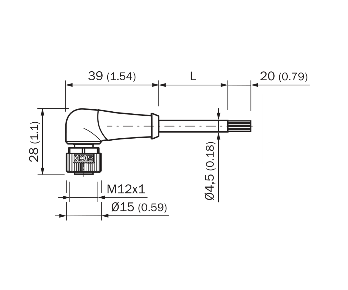 [Klever Portal:7540:6cbcaf6c2619] SICK Cable M12 hembra acodado de 4 polos, PUR sin halógenos, 10 m - YG2A14-100UB3XLEAX