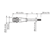 SICK Cable M12 macho recto de 4 polos, PUR sin halógenos, 15 m - YM2A14-150UB3XLEAX