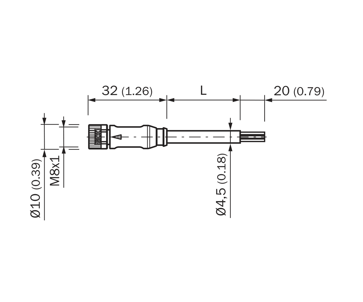 [Klever Portal:7570:d2c1d04515f4] SICK Cable M8 hembra de 3 polos, PVC, 2 m - YF8U13-020VA1XLEAX