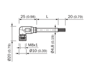 SICK Cable M8 hembra acodado de 4 polos, PVC, 2 m - YG8U14-020VA3XLEAX
