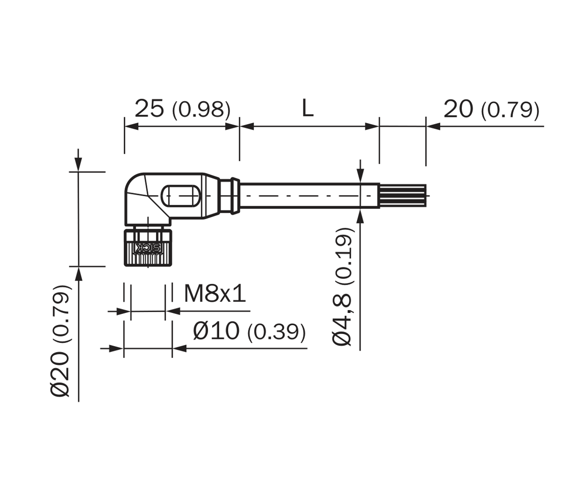 [Klever Portal:7585:bf1f5c84c6d6] SICK Cable M8 hembra acodado de 4 polos, PVC, 2 m - YG8U14-020VA3XLEAX
