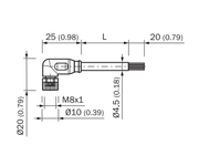 SICK Cable M8 hembra acodado de 4 polos, PUR sin halógenos, 5 m - YG8U14-050UA3XLEAX