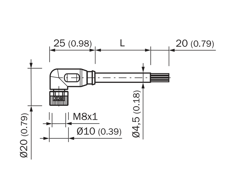 [Klever Portal:7590:278e9332ef13] SICK Cable M8 hembra acodado de 4 polos, PUR sin halógenos, 5 m - YG8U14-050UA3XLEAX
