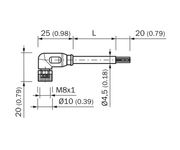 SICK Cable M8 hembra acodado de 3 polos, PVC, 1 m - YG8U13-010VA1XLEAX