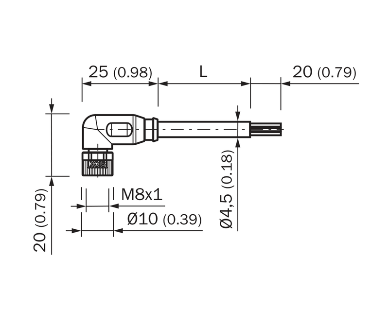 [Klever Portal:7615:e3e8b6855cc8] SICK Cable M8 hembra acodado de 3 polos, PVC, 1 m - YG8U13-010VA1XLEAX