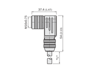 SICK Cable M16 hembra acodado de 8 polos, 5 m - YG2Z18-050XXXXLEBX