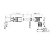 SICK Cable Ethernet M12 recto a M12 acodado, CAT6A, 10 m - YN2X18-100EG1M2X18