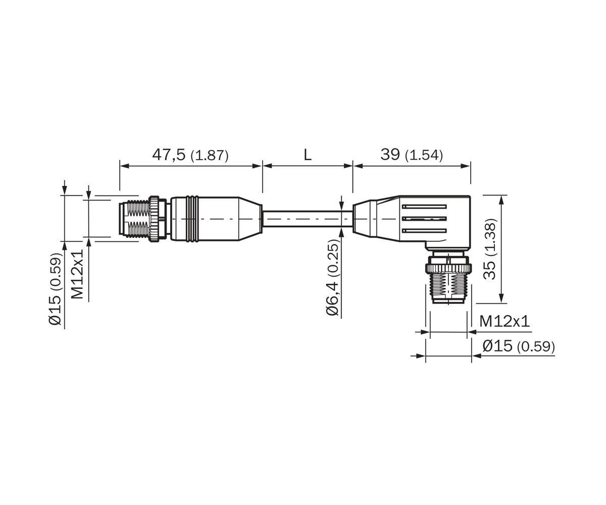 [Klever Portal:7725:d1d5c10f759b] SICK Cable Ethernet M12 recto a M12 acodado, CAT6A, 10 m - YN2X18-100EG1M2X18