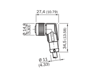 SICK Cable M12 hembra acodado de 8 polos para RS-422 / SSI, 20 m - YG2A68-200XXXXLECX