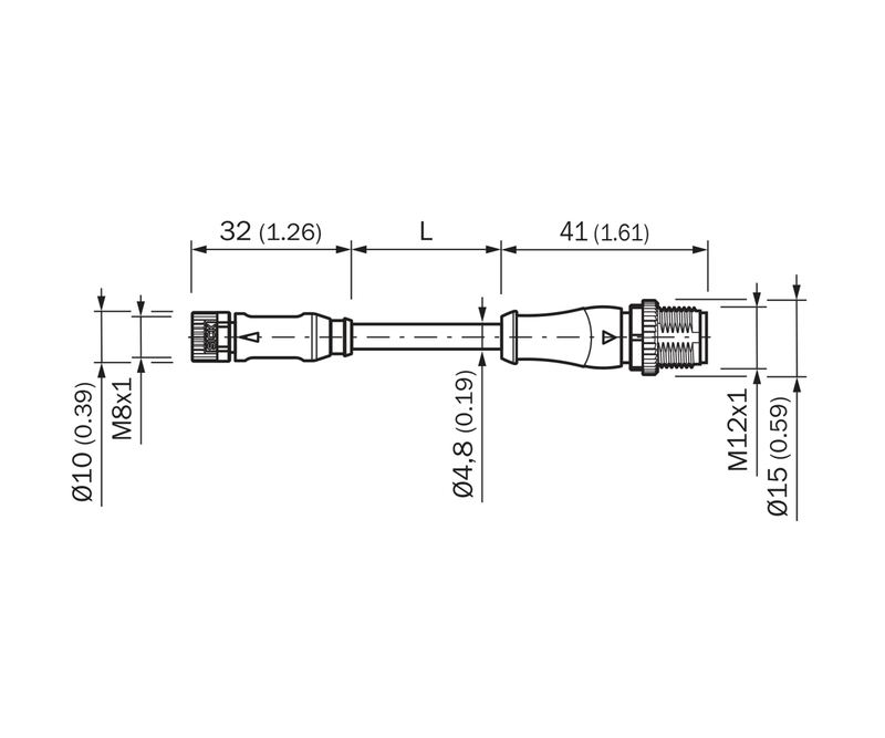 [Klever Portal:7775:4cfb70f552e9] SICK Cable sensor/actuador M8 hembra a M12 macho, 0,6 m - YF8U14-C60VA3M2A14
