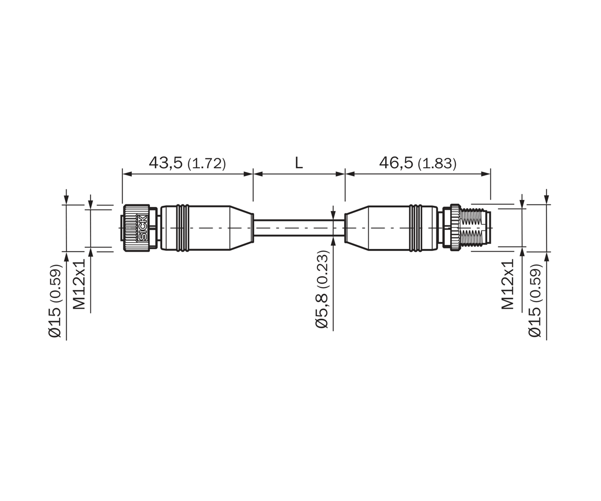 [Klever Portal:7780:a27ed6476536] SICK Cable M12 hembra-macho de 8 polos para robots, 3 m - YF2A18-030UA5M2A18