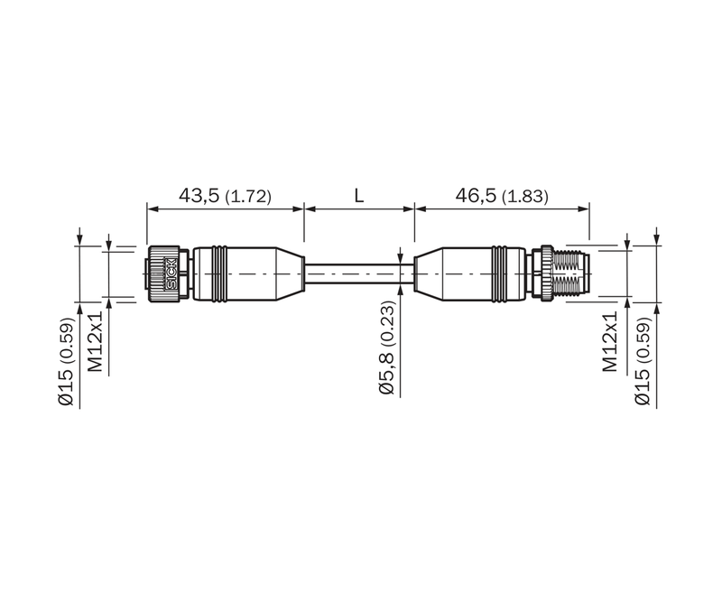 [Klever Portal:7780:a27ed6476536] SICK Cable M12 hembra-macho de 8 polos para robots, 3 m - YF2A18-030UA5M2A18