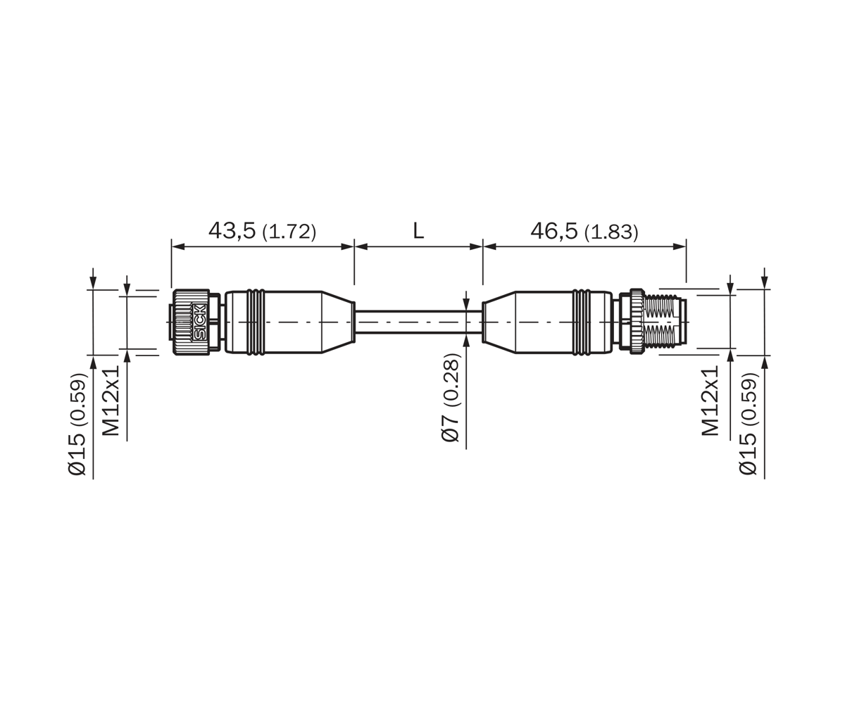 [Klever Portal:7785:4b3ad89fec1e] SICK Cable de alimentación M12 hembra-macho de 5 polos, 5 m - YF2A15-050UE3M2A15