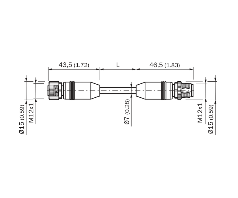 [Klever Portal:7785:4b3ad89fec1e] SICK Cable de alimentación M12 hembra-macho de 5 polos, 5 m - YF2A15-050UE3M2A15