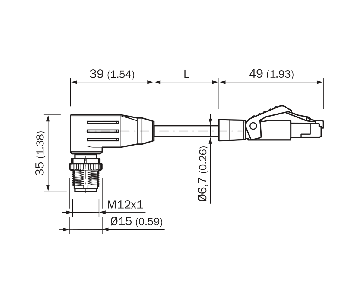 [Klever Portal:7845:91f69ed113e8] SICK Cable Ethernet M12 acodado a RJ45, CAT5e, 10 m - YN2D24-100PN1MRJA4