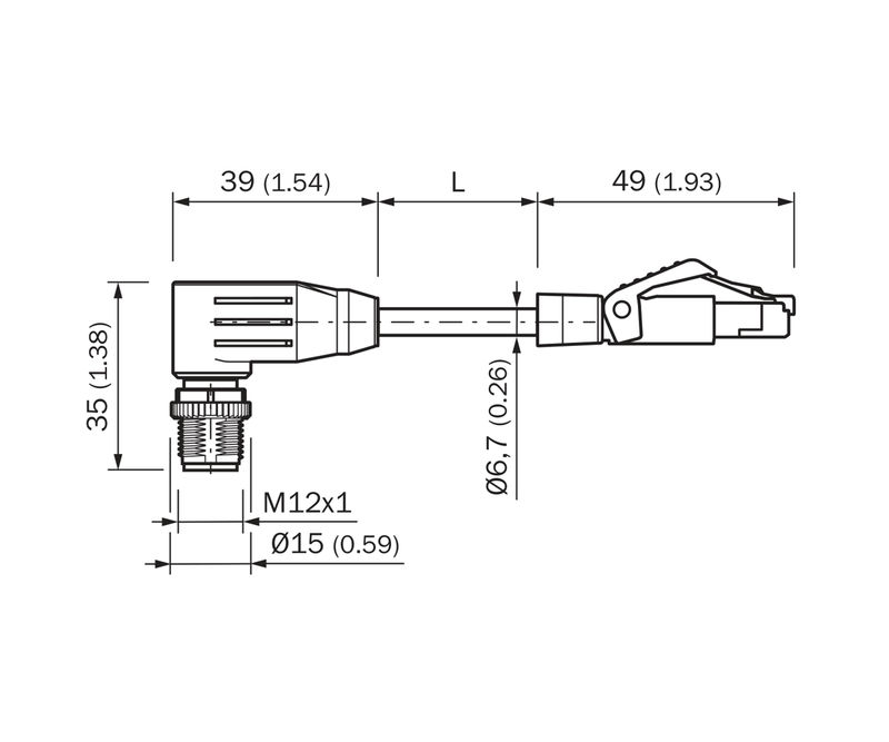 [Klever Portal:7845:91f69ed113e8] SICK Cable Ethernet M12 acodado a RJ45, CAT5e, 10 m - YN2D24-100PN1MRJA4