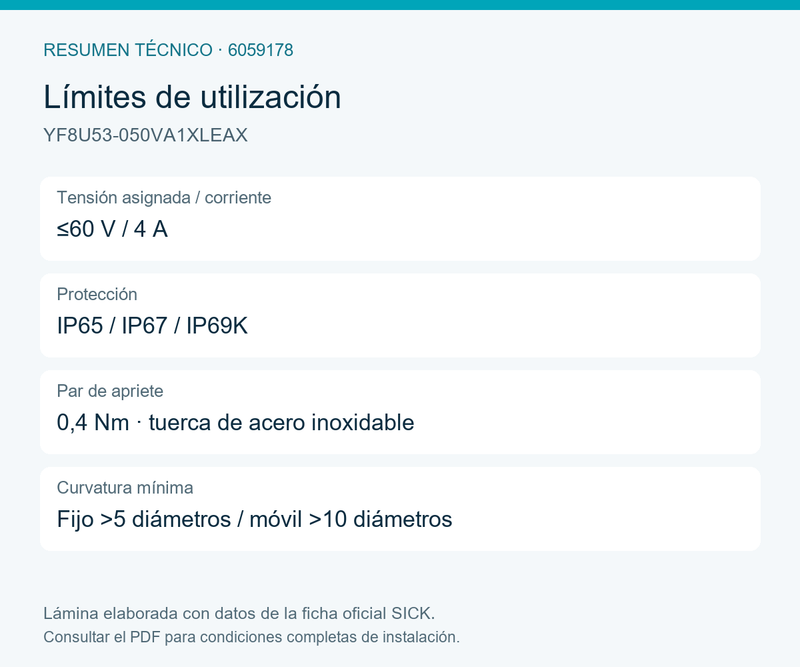 [Klever Portal:7901:11068c59ff70] SICK Cable M8 para entornos higiénicos, 5 m - YF8U53-050VA1XLEAX