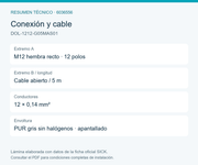 SICK Cable M12 de 12 polos, apantallado, 5 m - DOL-1212-G05MAS01