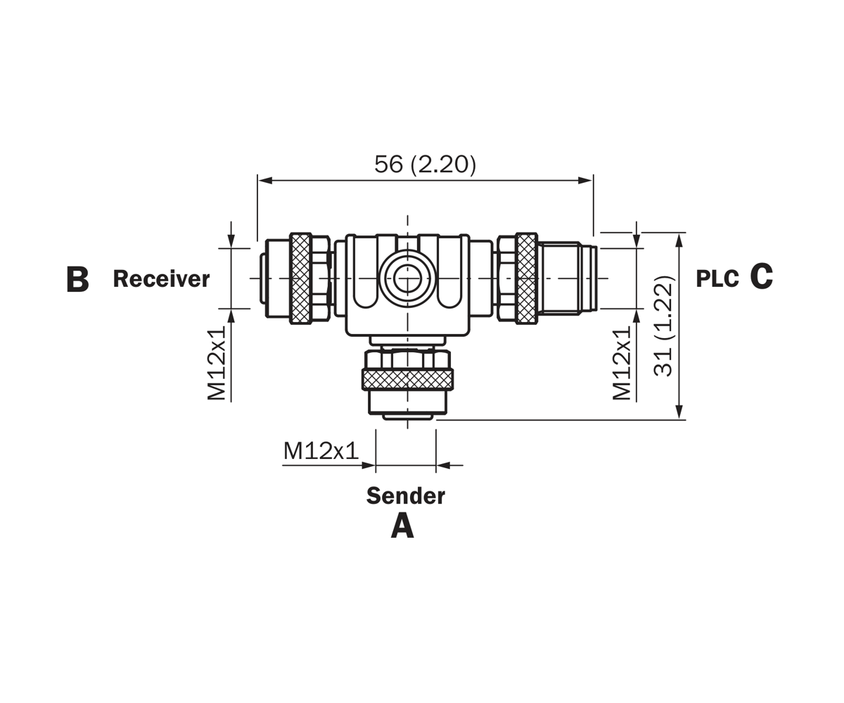 [Klever Portal:7960:4bfd8b3f4f72] SICK Distribuidor en T M12 de 5 pines para emisor y receptor - DSC-1205T000025KM0