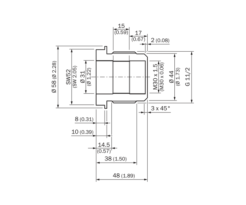 [Klever Portal:7980:47b474c0f093] SICK Adaptador de montaje POM, G 1½ a M30 × 1,5 - BEF-EA-CM30