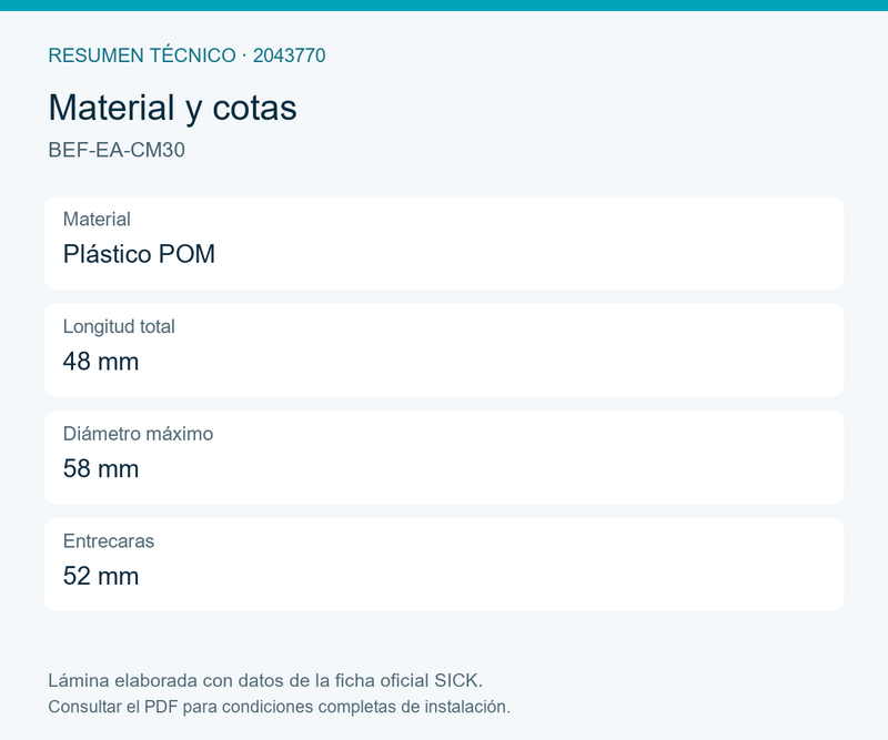 [Klever Portal:7982:2d46befc6693] SICK Adaptador de montaje POM, G 1½ a M30 × 1,5 - BEF-EA-CM30