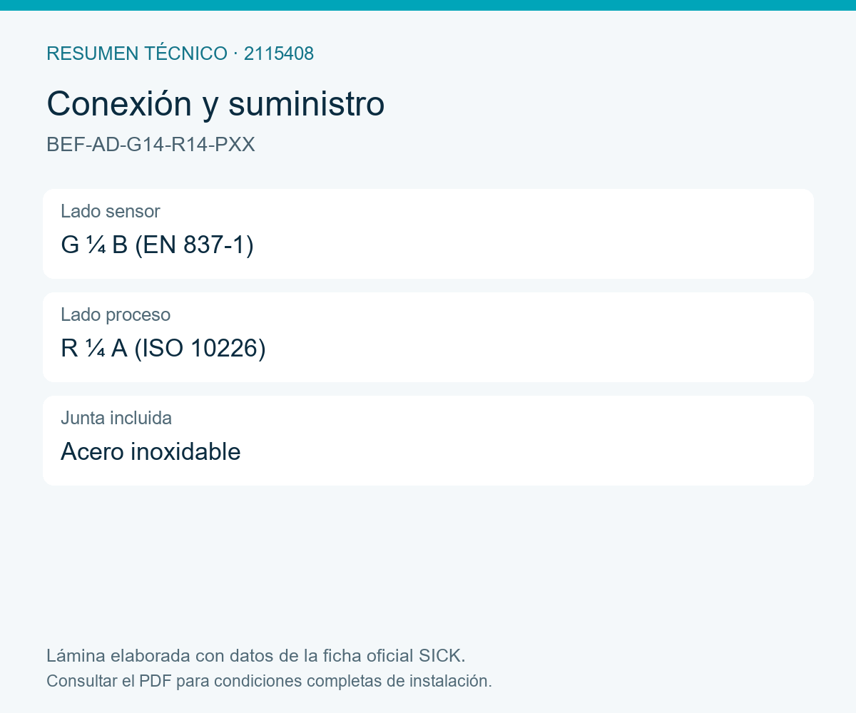[Klever Portal:8016:789347acf4dc] SICK Adaptador de proceso G ¼ B a R ¼ A - BEF-AD-G14-R14-PXX
