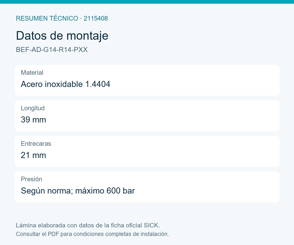 [Klever Portal:8017:c4a36222b9a4] SICK Adaptador de proceso G ¼ B a R ¼ A - BEF-AD-G14-R14-PXX