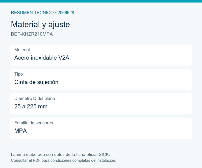 [Klever Portal:8077:081ffe25b2b9] SICK Cinta de sujeción para sensores MPA - BEF-KHZR210MPA