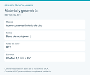 SICK Barra de montaje en L, 50 × 170 mm - BEF-MS12L-S01