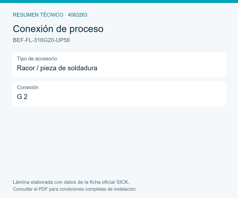 [Klever Portal:8100:e61546dae270] SICK Racor de soldadura inoxidable, conexión G 2 - BEF-FL-316G20-UP56