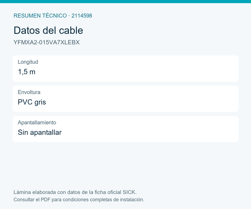 [Klever Portal:8116:cf53addf0f80] SICK Cable Molex hembra de 2 polos a extremo abierto, 1,5 m - YFMXA2-015VA7XLEBX