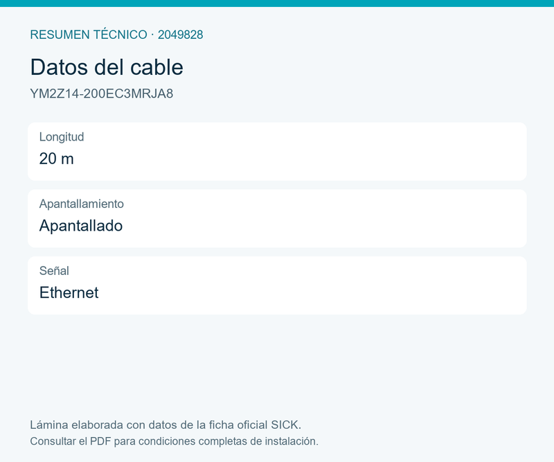 [Klever Portal:8136:34470cef5ef1] SICK Cable Ethernet LD-MRS a PC, 20 m - YM2Z14-200EC3MRJA8