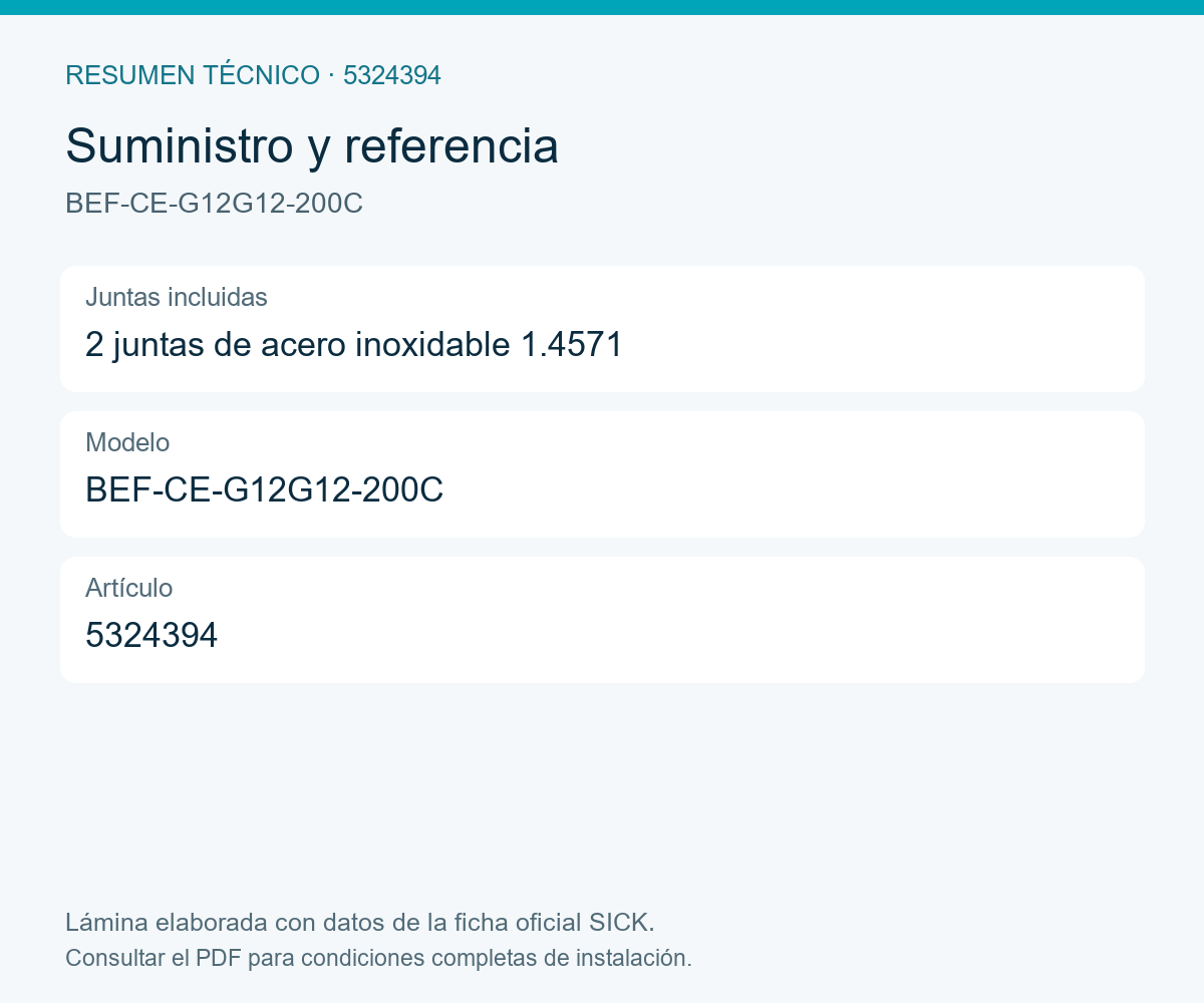 [Klever Portal:8152:3fa555fe19df] SICK Elemento refrigerante G ½, hasta 200 °C - BEF-CE-G12G12-200C