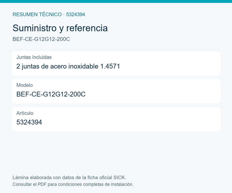 [Klever Portal:8152:3fa555fe19df] SICK Elemento refrigerante G ½, hasta 200 °C - BEF-CE-G12G12-200C