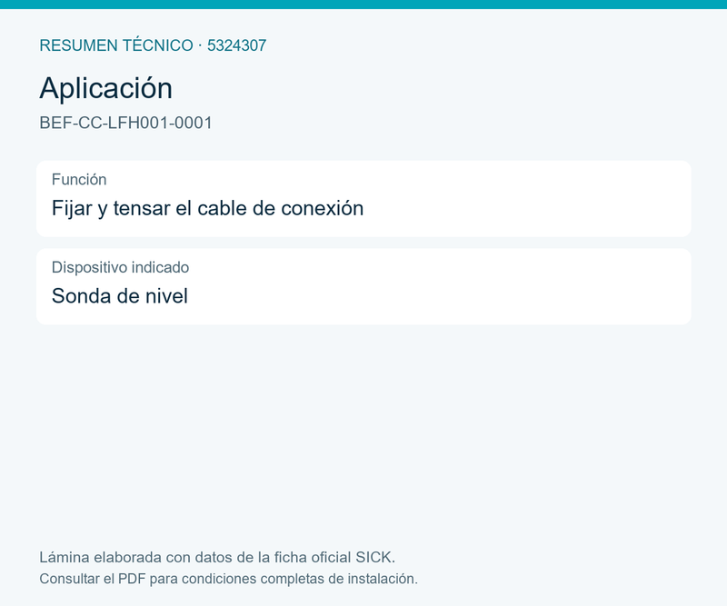 [Klever Portal:8160:ac5d017020a4] SICK Pinza de tensado para cable de sonda de nivel - BEF-CC-LFH001-0001
