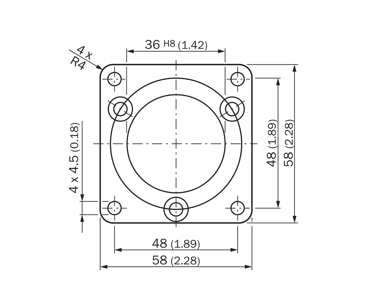 [Klever Portal:8166:a8aff9c67480] SICK Adaptador de brida clamping 36 mm a placa cuadrada - BEF-FA-036-060REC