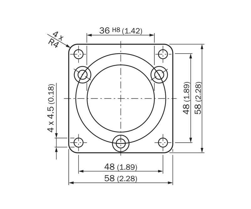 [Klever Portal:8166:a8aff9c67480] SICK Adaptador de brida clamping 36 mm a placa cuadrada - BEF-FA-036-060REC