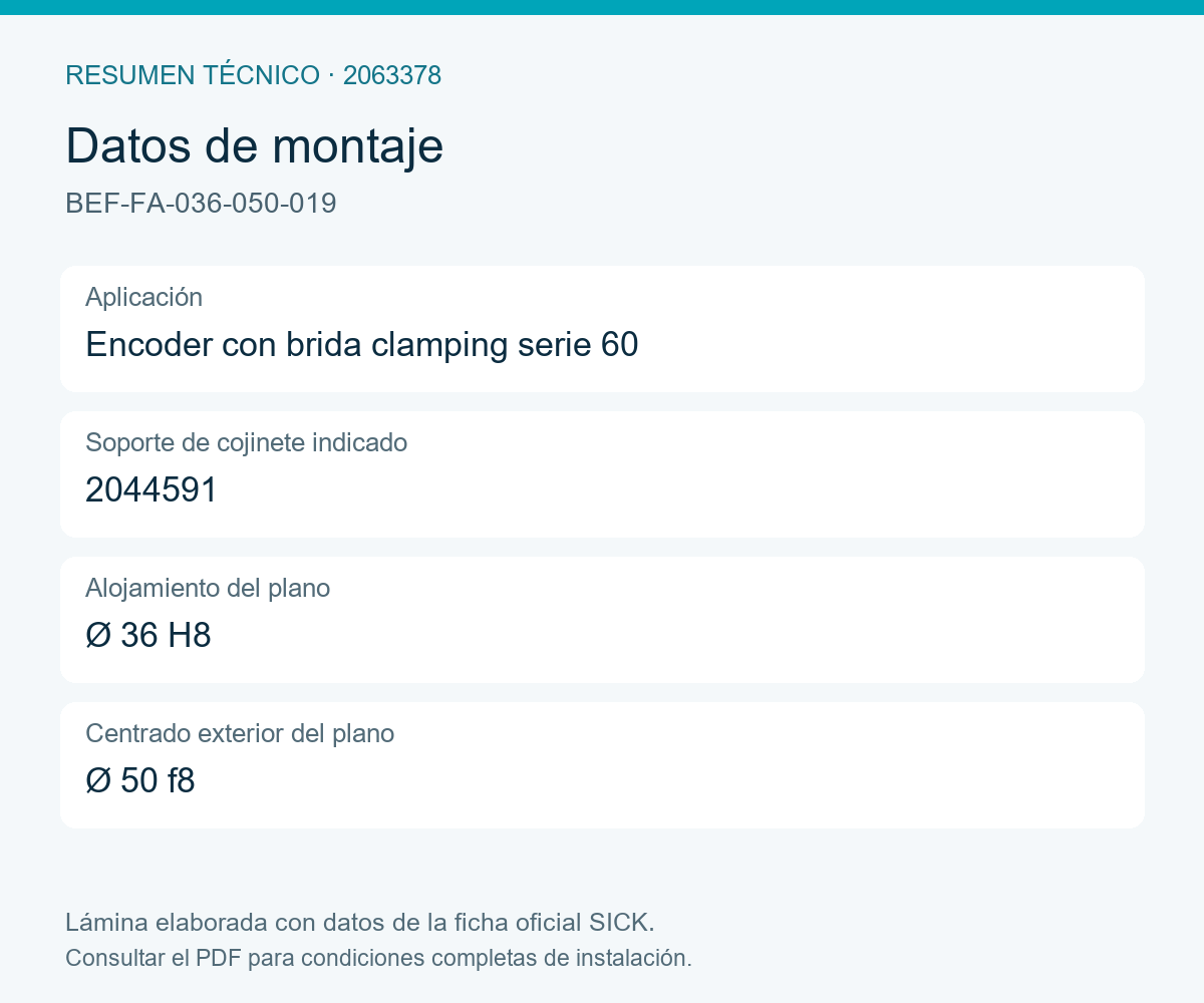[Klever Portal:8172:d9275a308bb7] SICK Adaptador de brida para soporte de cojinete 2044591 - BEF-FA-036-050-019