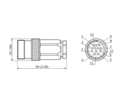 SICK Conector macho M23 de 12 polos para soldar - STE-2312-G
