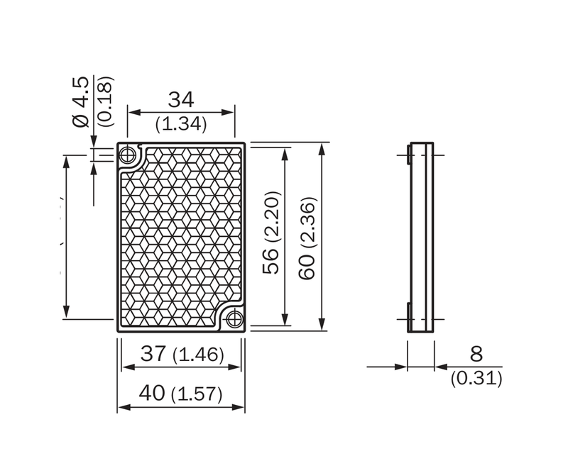 [Klever Portal:8200:ba87e031141e] SICK Reflector rectangular atornillable de 40 x 60 mm - PL40A